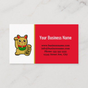 Golden Lucky Cat Merchant's Shop Business Card