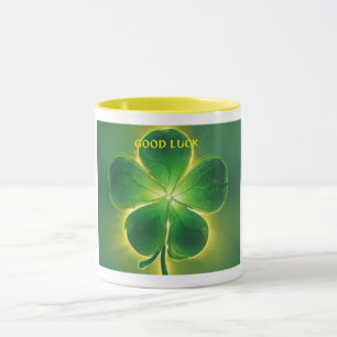 Golden Lucky Clover Glow Good Luck Mug