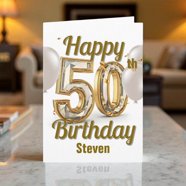 Golden Luxurious Elegance 50th Birthday Greeting Card (Creator Uploaded)