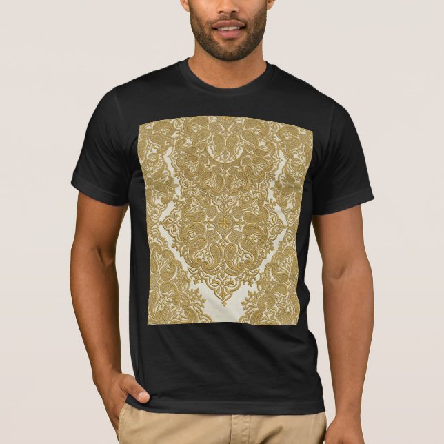 Golden Luxury Paisley Pattern T-Shirt (Front)