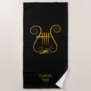 Golden Lyre Beach Towel