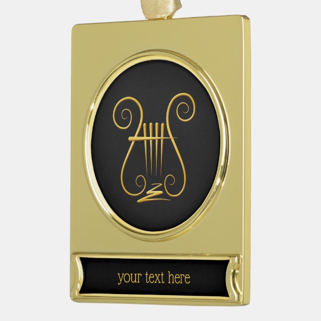 Golden Lyre Gold Plated Banner Ornament (Left)