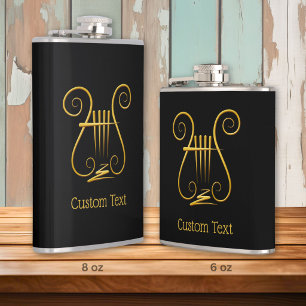Golden Lyre Hip Flask