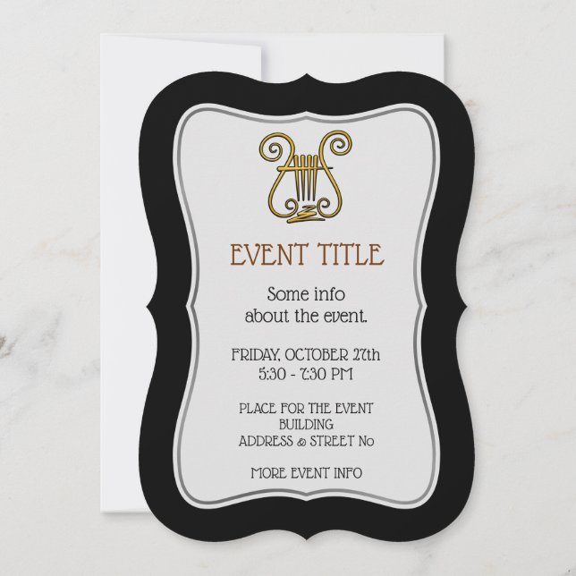 Golden Lyre Invitation (Back)