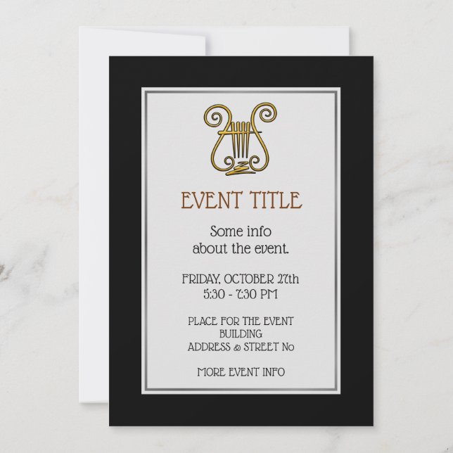 Golden Lyre Invitation (Back)
