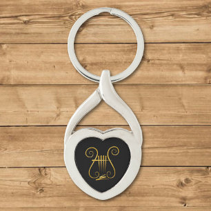 Golden Lyre Key Ring