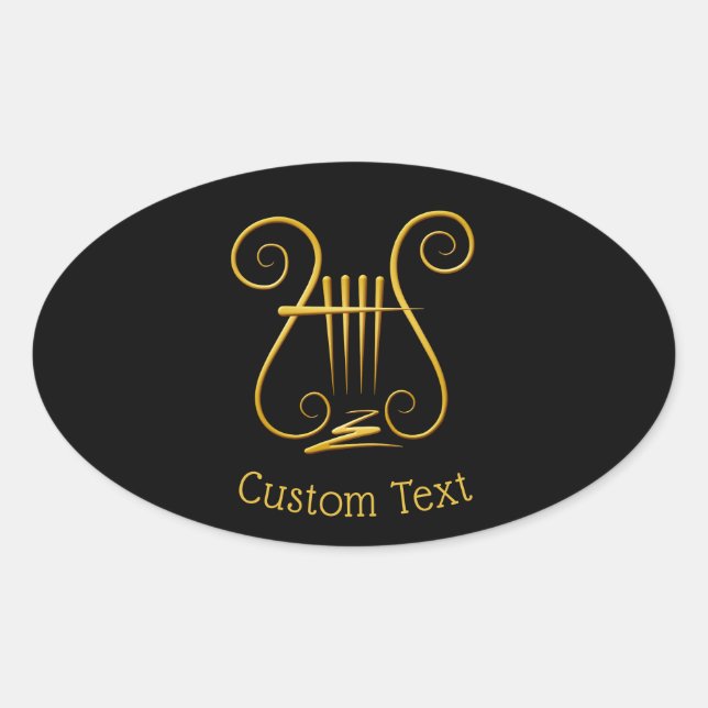 Golden Lyre Oval Sticker (Front)