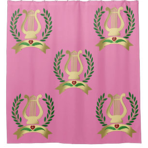 Golden lyre shower curtain