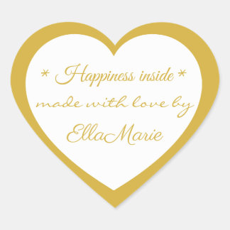 Golden Made with love by X, Custom Elegant   Heart Sticker