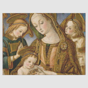 Golden Madonna with Child Jesus and Angels Tissue  Paper