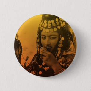 Golden Maghreb Ouled Naïl Berber Girl Female Woman 6 Cm Round Badge