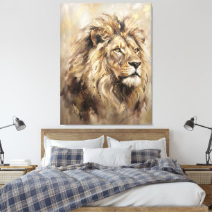 Golden Majesty Lion Abstract Luxury Wildlife Canvas Print