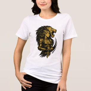 Golden Majesty: The Roar of Power Tri-Blend Shirt