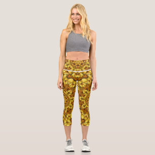 Golden Mandala Antique Abstract Design-63495 Capri Leggings