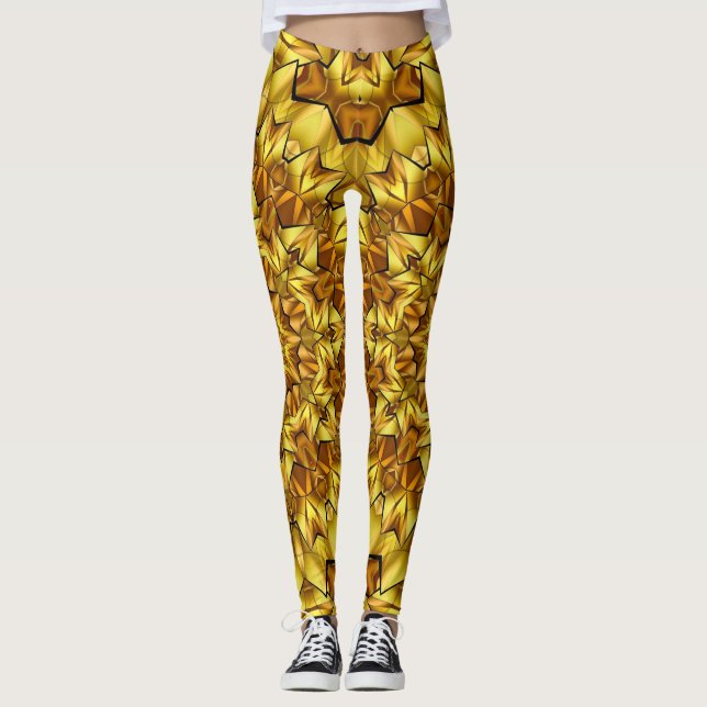 Golden Mandala Antique Abstract Design-63495 Leggings (Front)