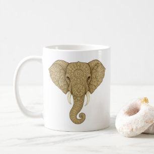 Golden Mandala Elephant Boho - Graphic Art Tea Coffee Mug