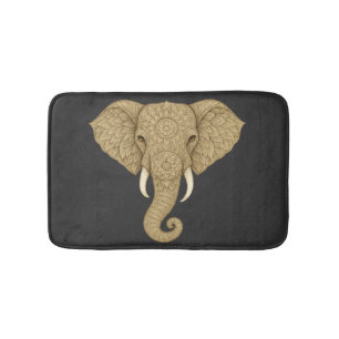 Golden Mandala Elephant Graphic Art - Boho Print Bath Mat