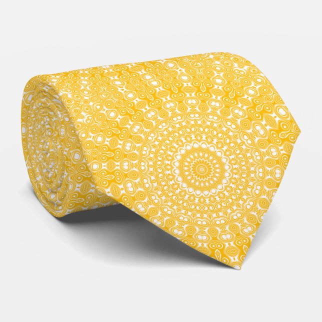 Golden Mandala Geometric Pattern Tie (Rolled)