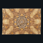 Golden Mandala Kaleidoscope Pattern Kitchen Towel<br><div class="desc">Elegant golden kaleidoscope mandala pattern on a stylish kitchen towel.
Perfect for modern kitchens,  cozy homes and lovers of ornamental designs.
A beautiful decorative accent that combines art,  symmetry and warm golden tones.</div>