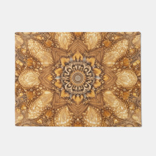 Golden Mandala Kaleidoscope Pattern Towel Doormat