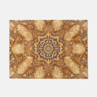 Golden Mandala Kaleidoscope Pattern Towel Doormat