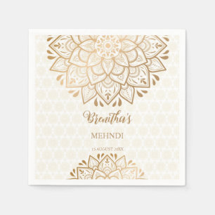 Golden mandala Mehndi personalised name Napkin