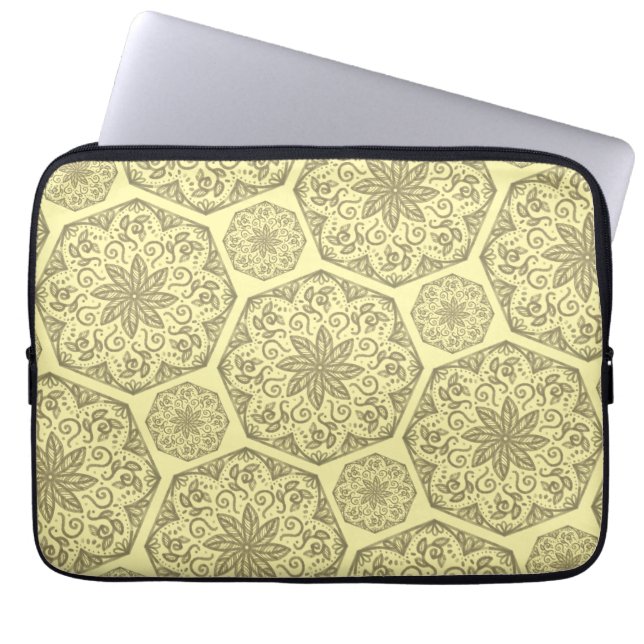 Golden Mandala Mosaic Pattern Laptop Sleeve (Front)