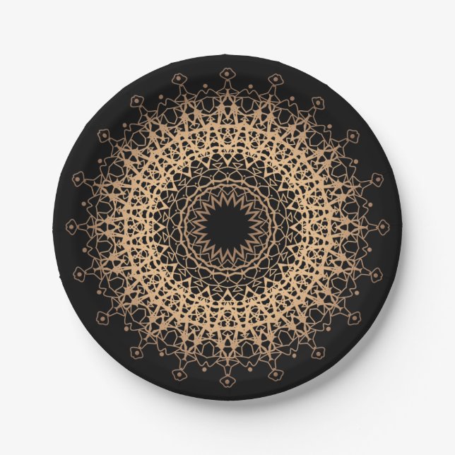 Golden mandala paper plate (Front)