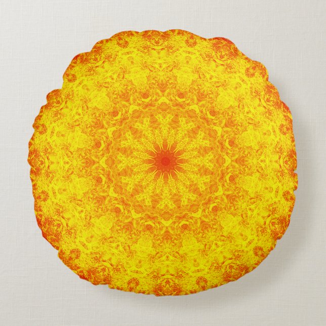 Golden Mandala Round Cushion (Front)