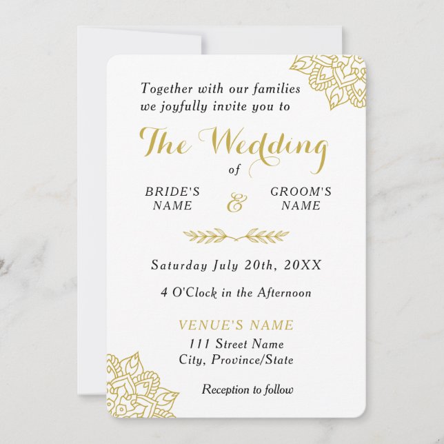 Golden Mandala Wedding Invitation (Front)