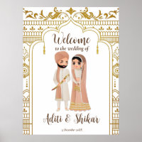 Golden mandap border Indian couple welcome