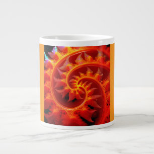 Golden Mandelbrot Set With Fern Accents Large Coffee Mug