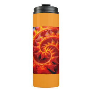 Golden Mandelbrot Set With Fern Accents Thermal Tumbler