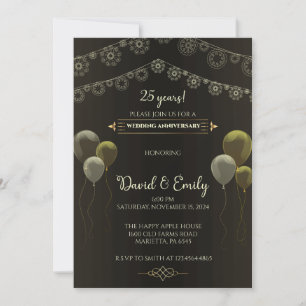 Golden Mandolin Melodies 25th Anniversary Bliss Invitation