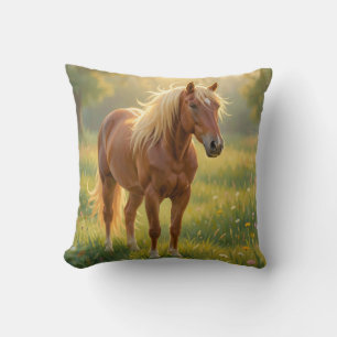 Golden Mane Horse Wildflower Meadow Cushion