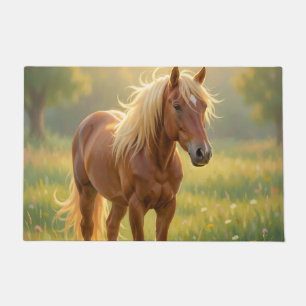 Golden Mane Horse Wildflower Meadow Doormat