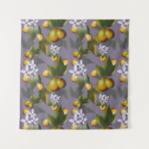 Golden Mango Pattern with White Blossoms on Taupe Tapestry