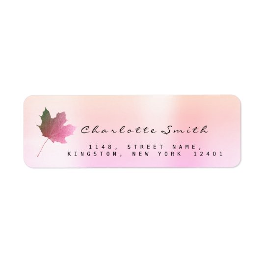 Golden Maple Leaf Pink Rose Ombre VIP RSVP Labels