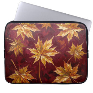 Golden Maple Leaves Autumn Painting Laptop Sleeve