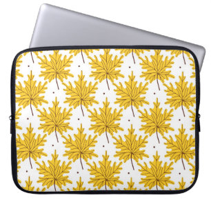 Golden Maple Leaves Autumn Pattern Laptop Sleeve