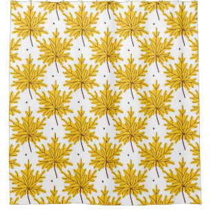 Golden Maple Leaves Autumn Pattern Shower Curtain