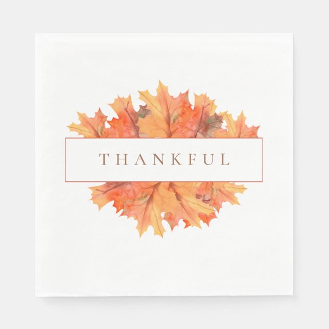 Golden Maple Leaves Customisable Fall Botanical Napkin (Front)