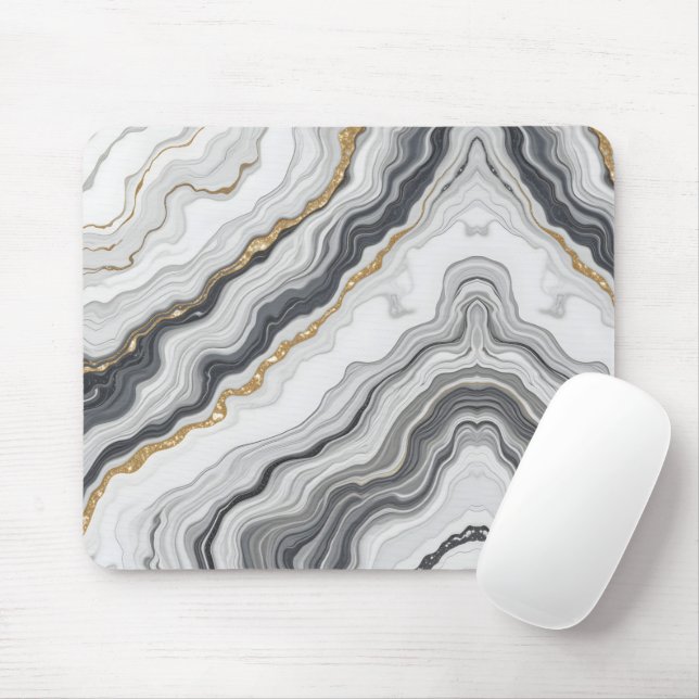 Golden Marble Fluid Mouse Pad (With Mouse)