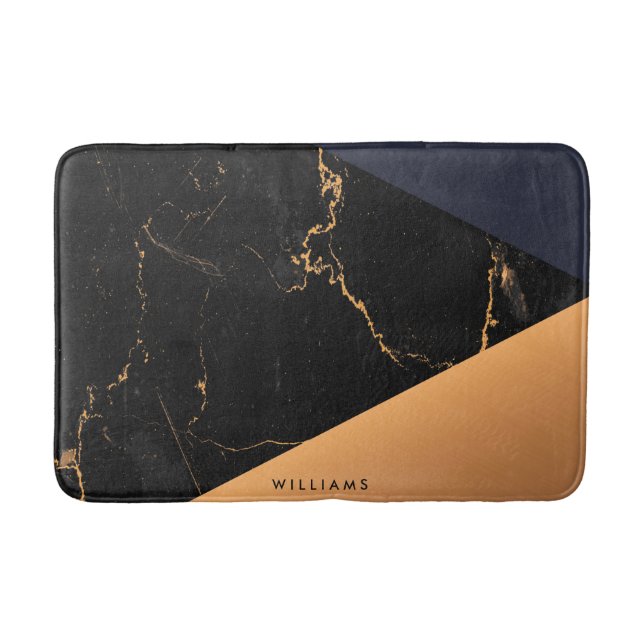 Golden Marble Geometric Bath Mat (Front)