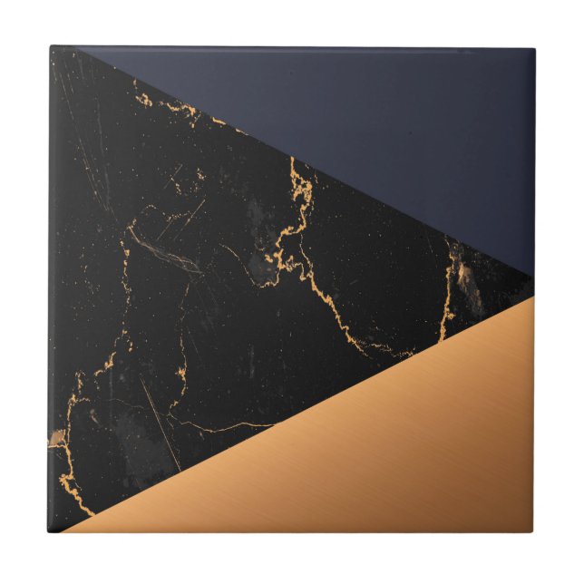 Golden Marble Geometric Ceramic Tile (Front)