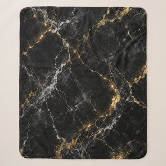 Golden Marble Luxury Sherpa Blanket | Black & Gold