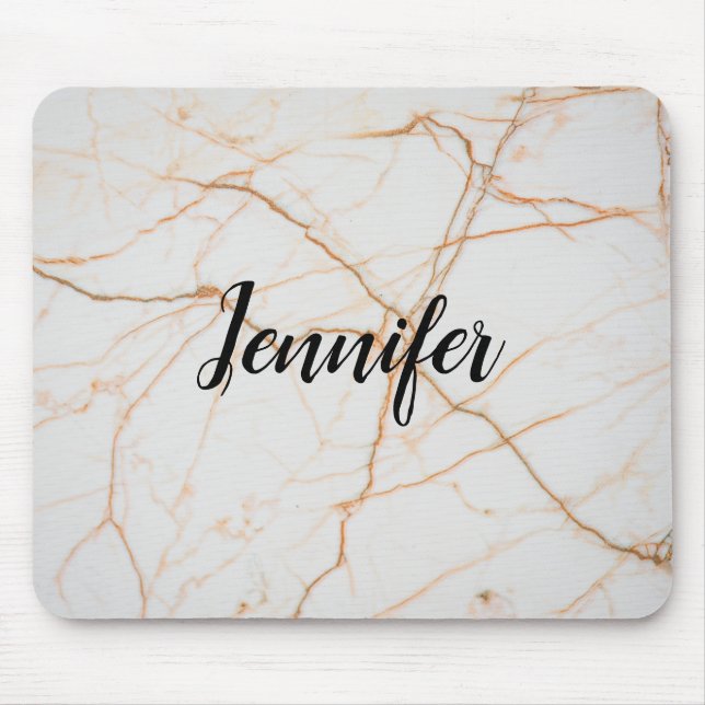 Golden Marble Monogram Mouse Pad (Front)