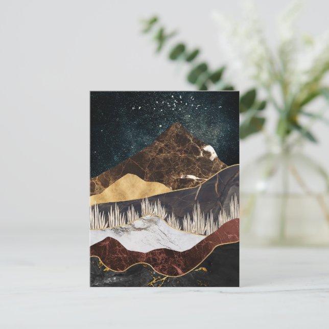 Golden Marble Mountain Under Starry Sky Postcard (Standing Front)
