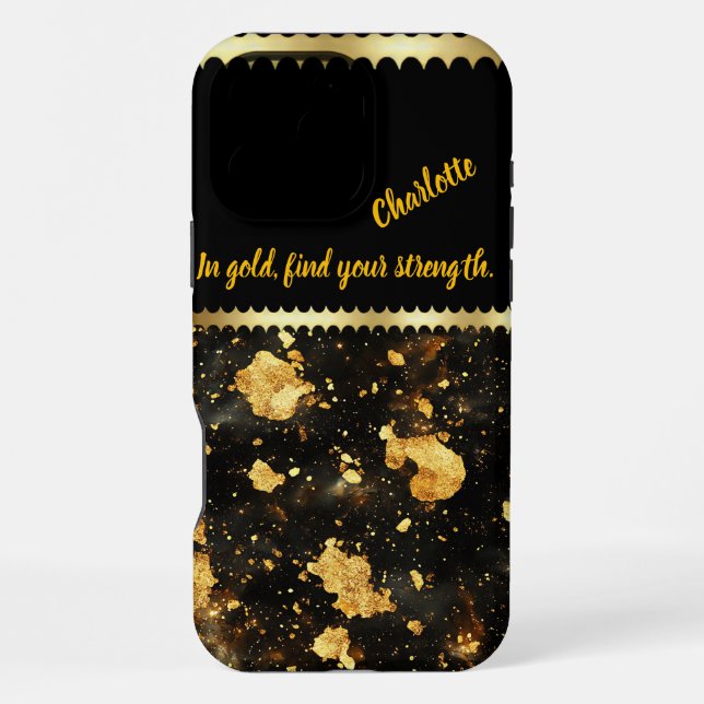 Golden marble patterns in cosmic space iPhone case (Back)