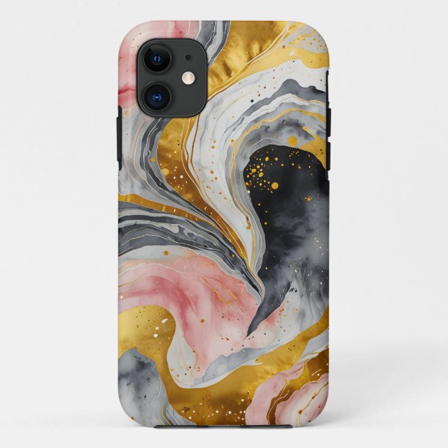 Golden Marble Whirls Case-Mate iPhone Case (Back)